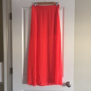 Sheer overlay maxi skirt with slit